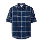 Sleeve Linen Blend Caro Pane Shirt - White